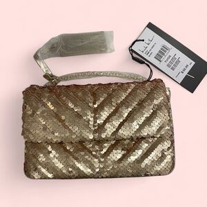 Nicole Miller Gold Sequin Crossbody Bag